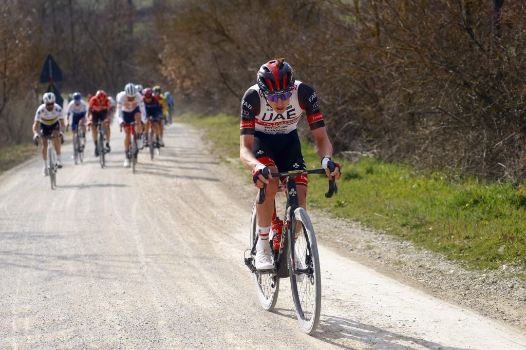 Tadej Pogacar avait sign&eacute; un num&eacute;ro en solitaire lors des Strade Bianche 2022, qu'il avait remport&eacute;es