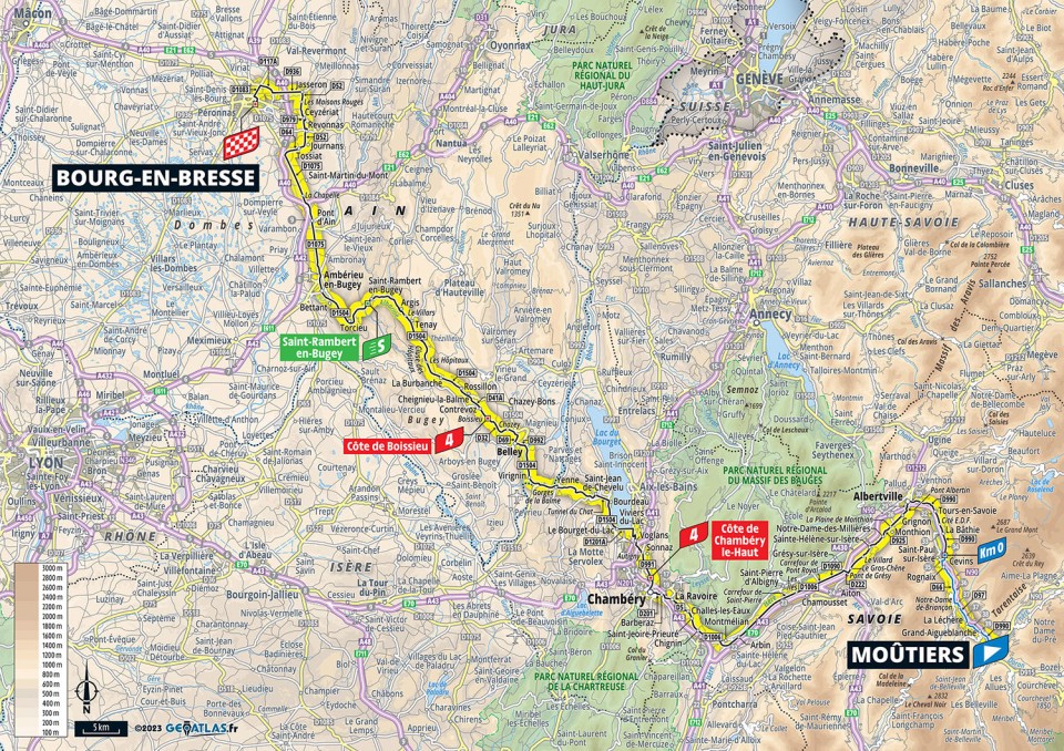 La carte d&eacute;taill&eacute;e de la 18e &eacute;tape du Tour de France 2023