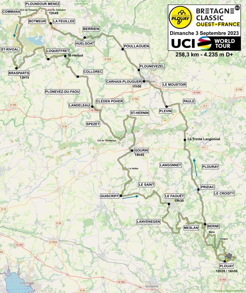 Bretagne Classic 2023 parcours profil carte d&eacute;taill&eacute;e 
