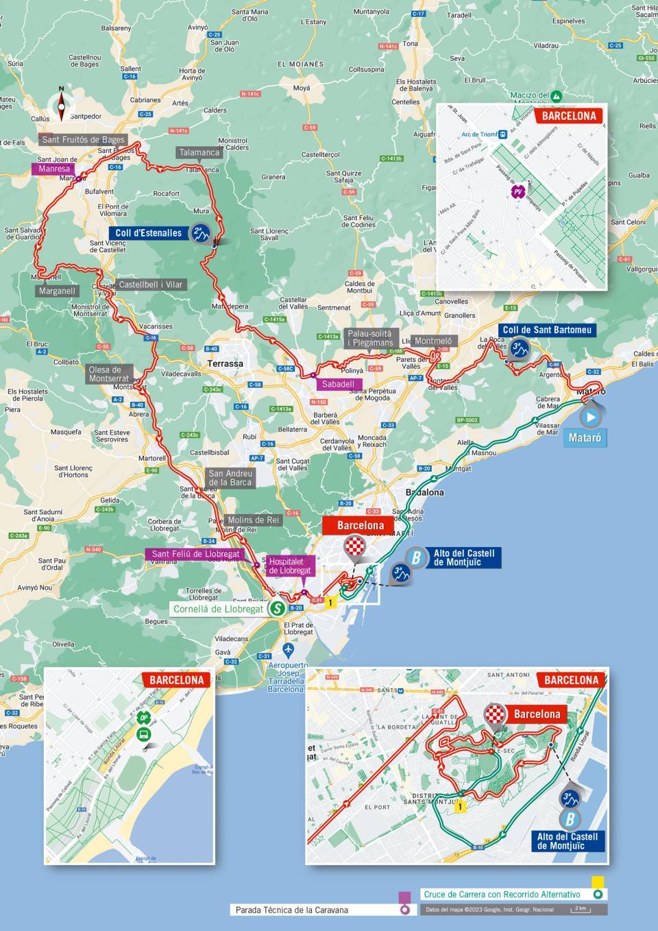 La Vuelta 2023 carte d&eacute;taill&eacute;e &eacute;tape 2 parcours Matar&oacute; Barcelone dimanche 27 ao&ucirc;t