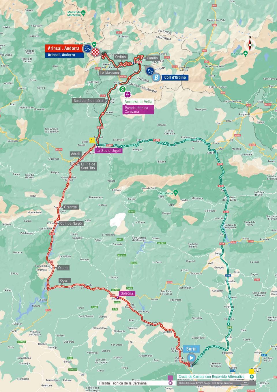 Carte d&eacute;taill&eacute;e &eacute;tape 2 La Vuelta Tour d'Espagne 2023