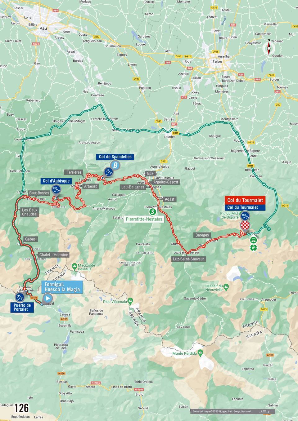 La Vuelta 2023 étape 13 Tourmalet carte détaillée