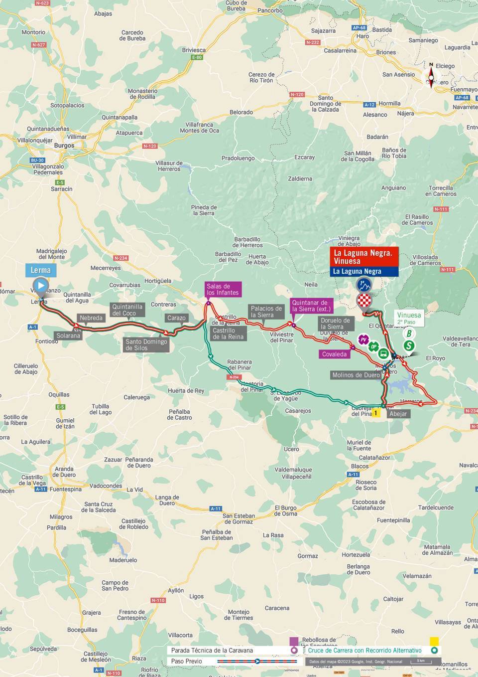 La carte d&eacute;taill&eacute;e de l'&eacute;tape 11 de La Vuelta 2023