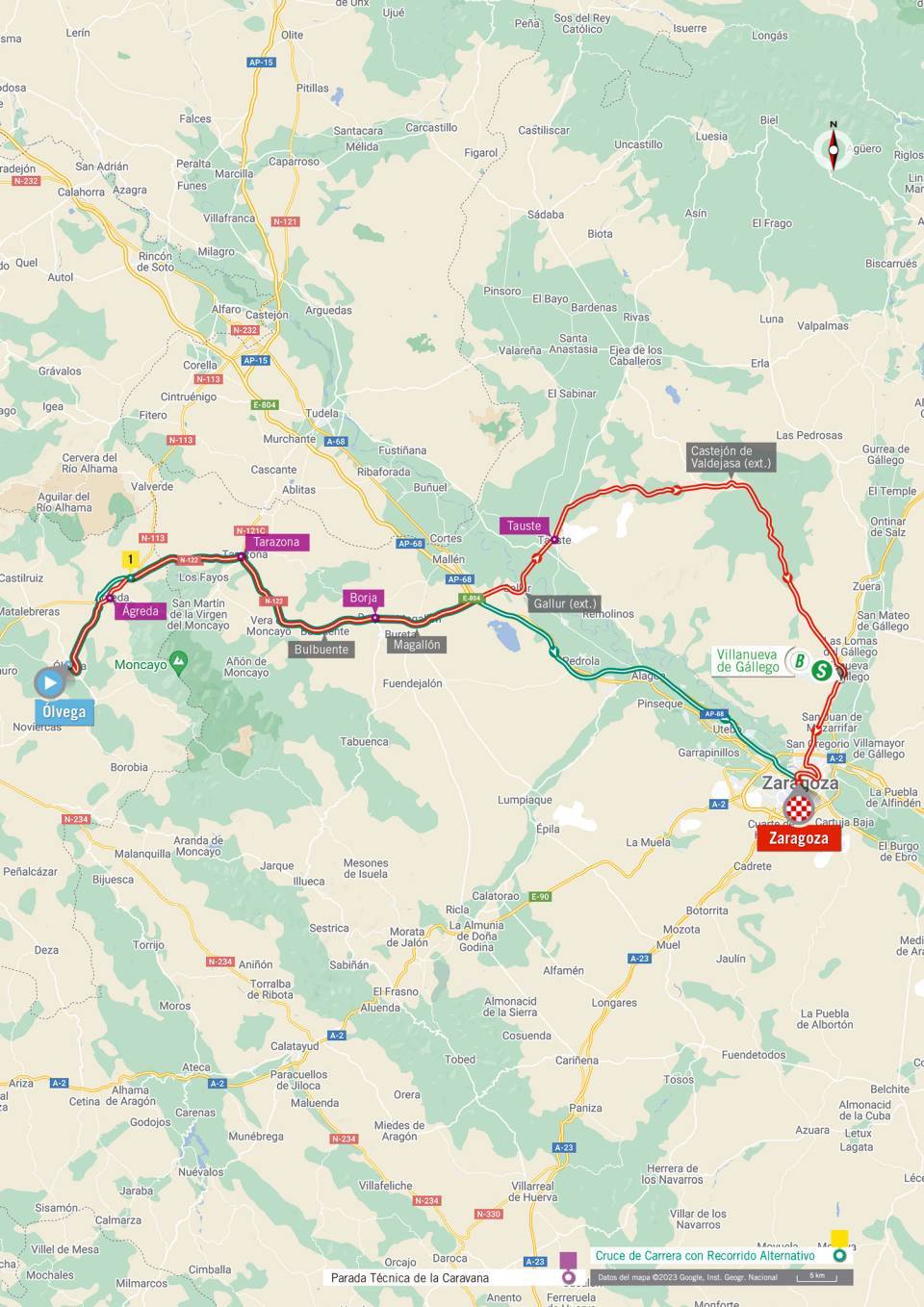 Carte d&eacute;taill&eacute;e &eacute;tape 12 La Vuelta 2023