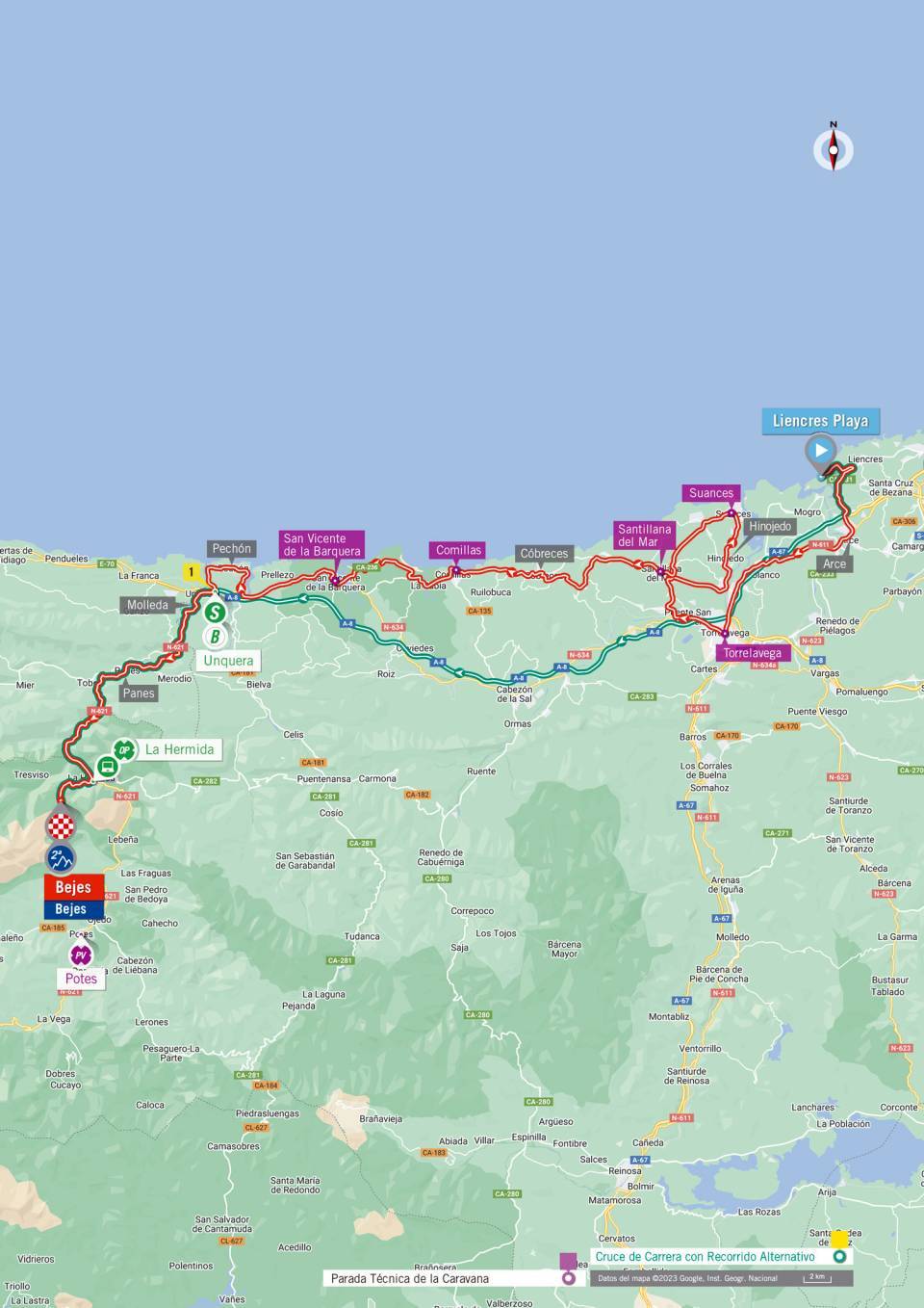 La carte d&eacute;taill&eacute;e de la 16e &eacute;tape de La Vuelta 2023