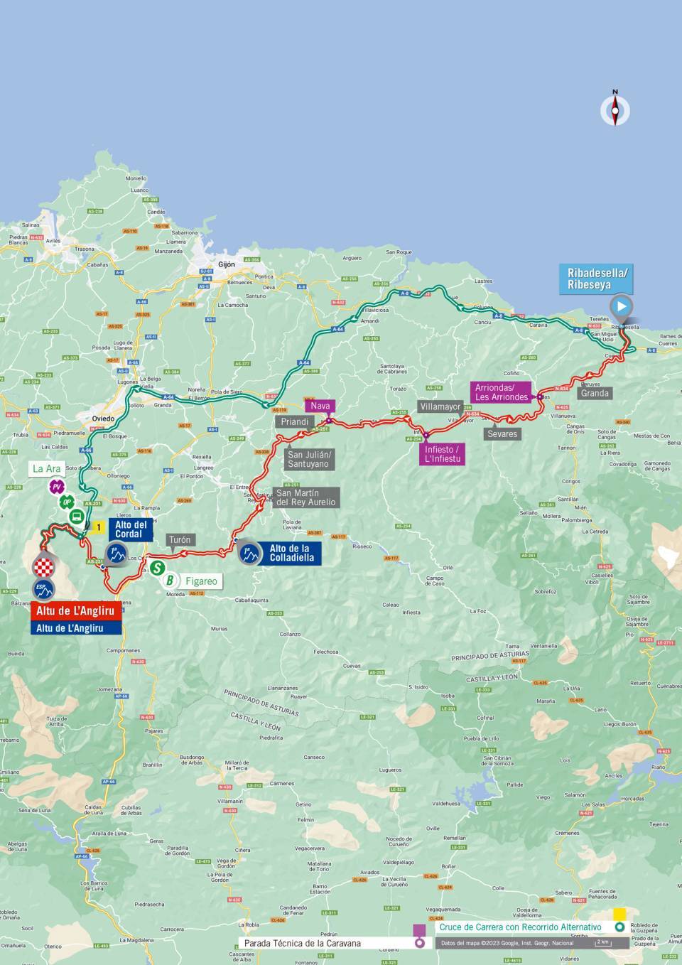 La carte d&eacute;taill&eacute;e de la 17e &eacute;tape de La Vuelta 2023 vers l'Angliru
