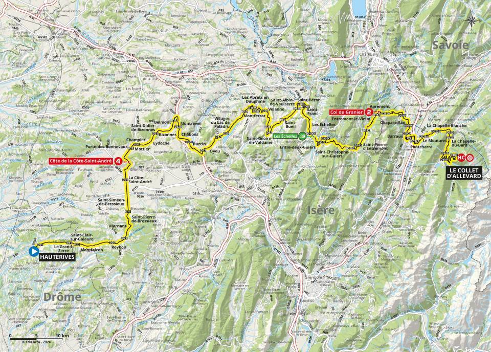 Critérium du Dauphiné 2024 ; la carte détaillée de la 6e étape