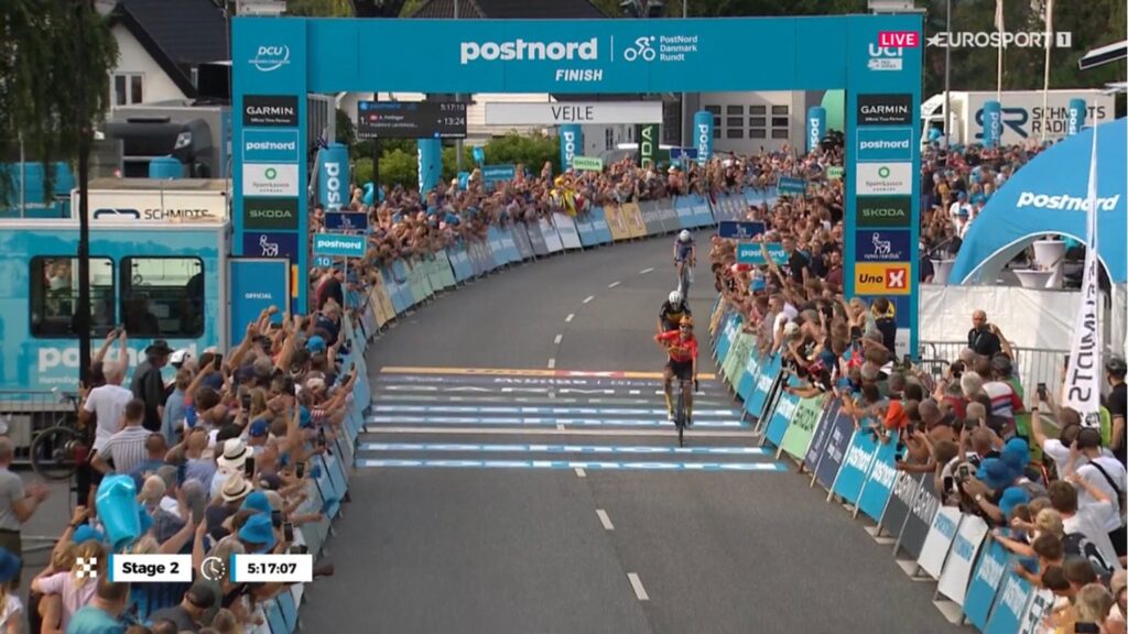 Magnus Cort au bout de l&rsquo;effort sur la 2e &eacute;tape du Tour du Danemark 2024