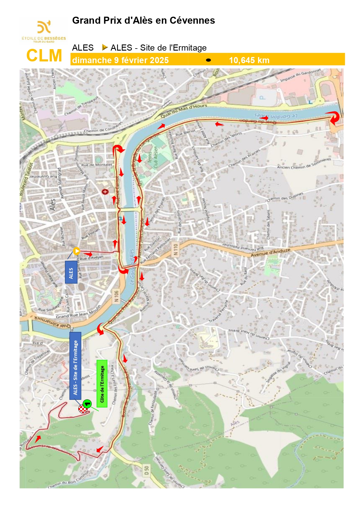 &Eacute;toile de Bess&egrave;ges 2025 : carte d&eacute;taill&eacute;e de la 5e &eacute;tape