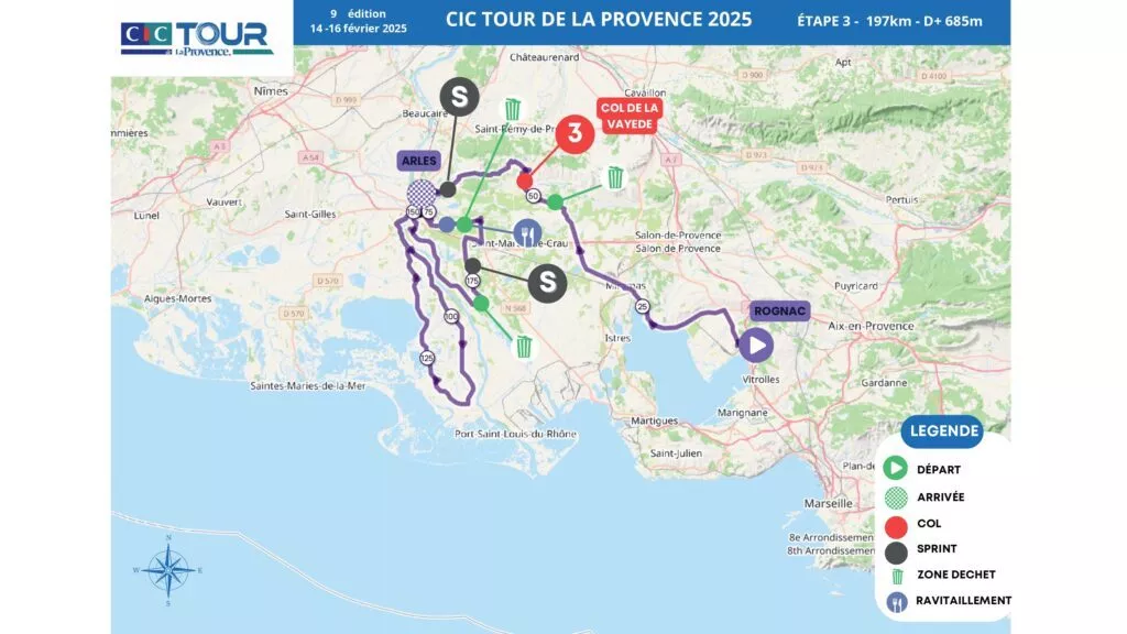 Tour de La Provence 2025 : carte d&eacute;taill&eacute;e de la 3e &eacute;tape