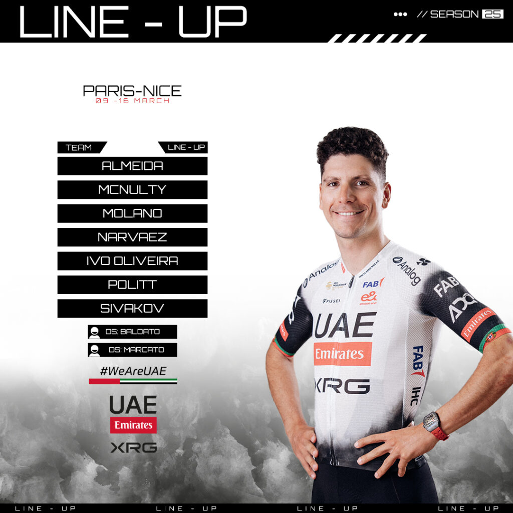 Trois leaders et un objectif pour UAE Team Emirates XRG sur Paris-Nice 2025