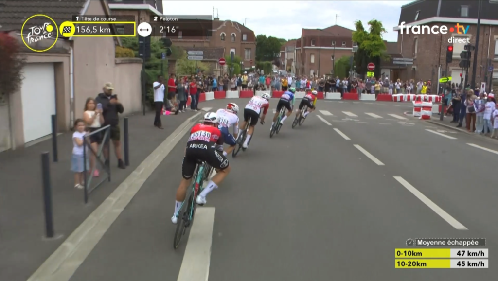 DIRECT : 5 coureurs &eacute;chapp&eacute;s sur la 1re &eacute;tape du Tour de France 2025