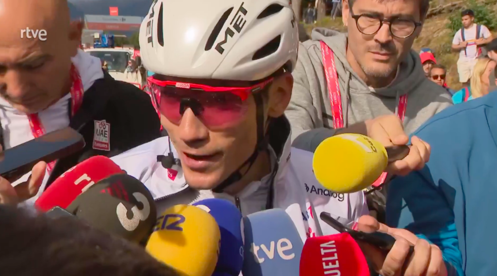 Juan Ayuso peu surpris par sa d&eacute;faillance sur la 6e &eacute;tape de La Vuelta 2025 : &laquo;&nbsp;Je ne visais pas le g&eacute;n&eacute;ral&nbsp;&raquo;